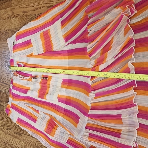 (XL) Roxy High Low Hem Romantic Bohemian Vacation Caribbean Ruffled Color Block - Picture 4 of 11